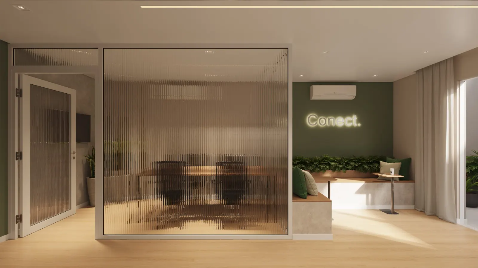 Coworking com sala de reunião